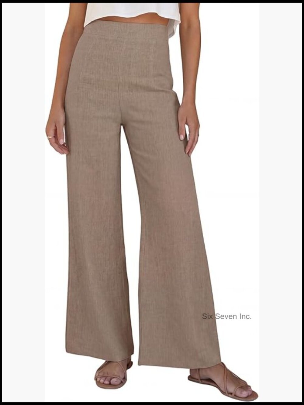 Wide Leg Linen Pants High Waist Flowy Palazzo Trousers Summer Vacation